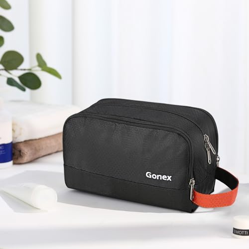 Gonex Travel Toiletry Bag Nylon, Toiletries Kit Shaving Bag Toiletry Organizer Black & Orange - color: Black & Orange