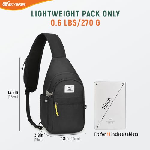 SKYSPER Sling Bag RFID Anti-Theft Crossbody Bag Recycled Travel Cross Body Bag Shoulder Sling Daypack - color: Black