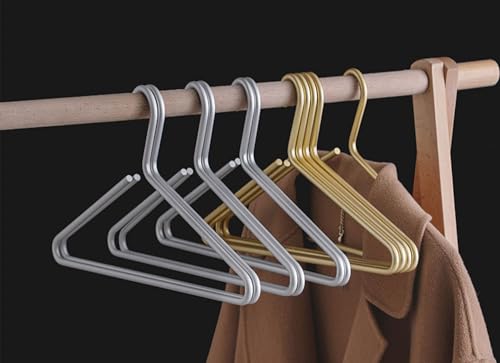 Premium Matte Silvery Aluminum Coat Hangers 6 Piece Set, 16.5” Extra Smooth & Durable Metal Shirt Dress Hanger,Aluminum Alloy Hanger,Clothing Support,Clothing Hang - style: Silver Elegant Hanger(6)