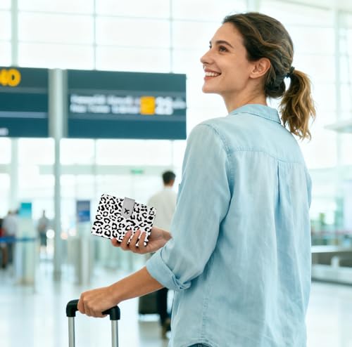 Passport Holder, Travel Wallet Cover with Pen Loop | Cute RFID Blocking Leather Case with Magnetic Closure for Travel Essentials-Leopard - color: K-Wild