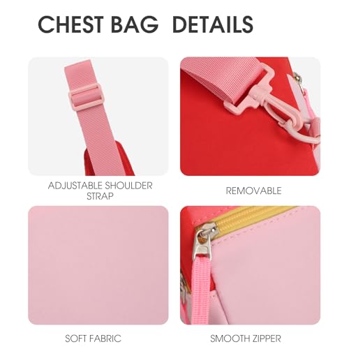 Birthday Gifts for 8 9 10 11 12 Year Old Teens Girls Kids, Fanny Pack Crossbody Bag Sling Belt Bags Purse, Dorm Travel Essentials for Girls Fashion, Preppy Tween Teen Girl Gift Trendy Stuff - color: Pink&Red
