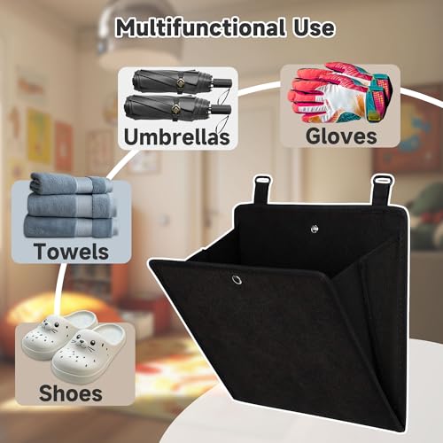 PUGPIU RV Camper Shoe Storage 2 Pack - Foldable Wall Mounted Shoe Rack Organizer - Self-Adhesive Rv Shoe Holder - Space Saving for Camper Essential Home Travel with Deep Pocket Fit 1 Pair Shoes, Black - size: 2