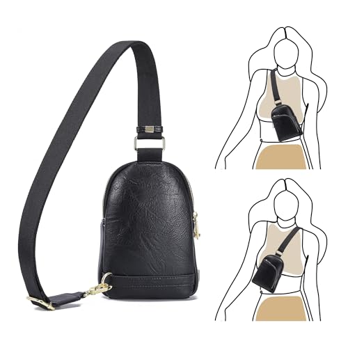 INICAT RFID Blocking Sling Bag, Anti Theft Crossbody Bag for Women Compact Travel Purses Leather - color: Black Anti Theft