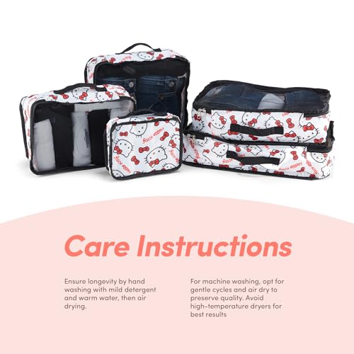 Sanrio's Hello Kitty Packing Cubes - 5 Piece Packing Cube Bags - Travel Essentials - Suitcase Luggage Organizer Set - Hello Kitty and Friends, My Melody, Kerromi, Kerropi, Badtz-Maru (Hello Kitty) - color: White
