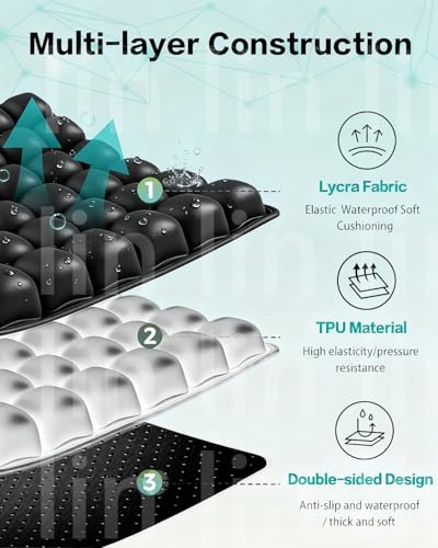 Inflatable Travel Seat Cushion, 3D Airbag Wheelchair Cushions, Airplane Seat Cushion for Long Flights Without Air Pump, Coccyx Cushion for Tailbone Pain,for Office Chair, Cars, Stadiums