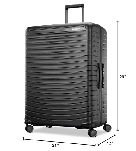 Samsonite Framelock Max Hardside Luggage with Spinner Wheels, Lightweight zipper-less (Asphalt Black, Large Spinner) - color: Black, size: Large Spinner