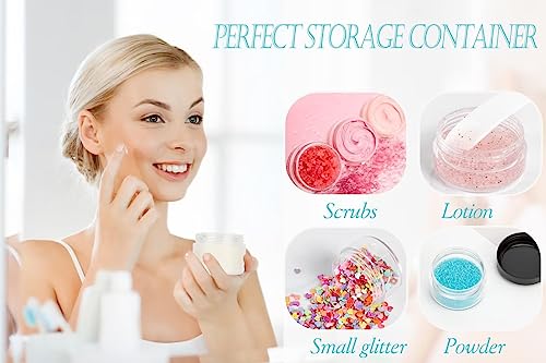5 Gram Sample Containers with Lids, Mini Makeup Containers, Empty Plastic Travel Cosmetic Containers with Labels(25 Count, Blue Lid) - color: Blue