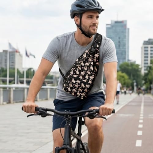 Cute Pug Dog Crossbody Sling Bag Men Women, Casual Shoulder Backpack, Chest Daypack Satchel for Hiking Travel - color: Color 3