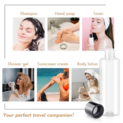 Clear 200ML/6.8OZ Travel Size Toiletries, 6 Pack Plastic Travel Bottles, Double Leak Proof Travel Size Containers for Shampoo, Lotion, Body Wash, Refillable Empty Travel Bottles with 6pcs Labels - color: Clear, size: 200ml(6pcs)