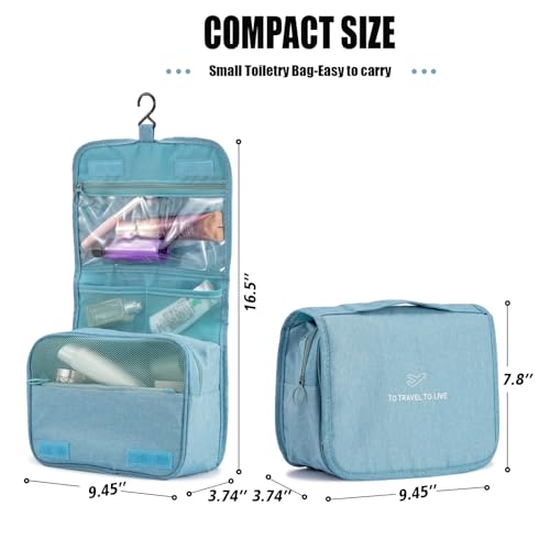 L&FY Hanging Travel Toiletry Bag Women's Cosmetic Organizer Makeup Pouch Men's Shaving Kits With Handle (Denim Black) - color: Denim Black, size: Compact Size