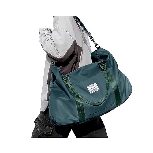 Small Gym Duffle Bag for Women, Mini Cute Weekender Handbag Carry on Travel Bag for Airplane, Water Resistant Sports Yoga Tote Bag with Dry Wet Separated Pocket - color: X-Peacock Blue