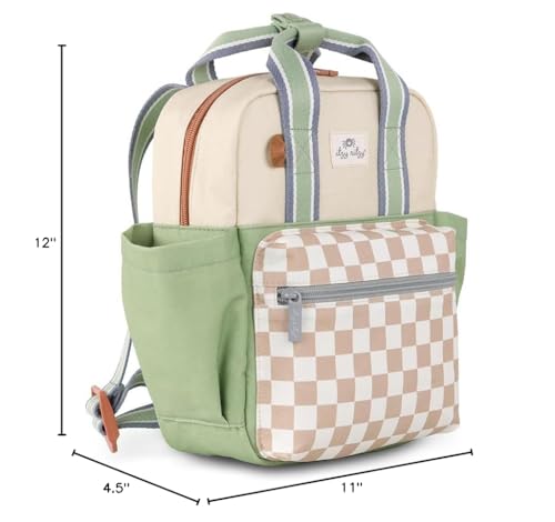 Itzy Ritzy Toddler Backpack - Daycare Bag - Features Adjustable Shoulder Straps, 2 Side Pockets & Spacious Interior with Wipeable Fabric Lining & Name Label, Checkerboard Backpack - color: Checkerboard