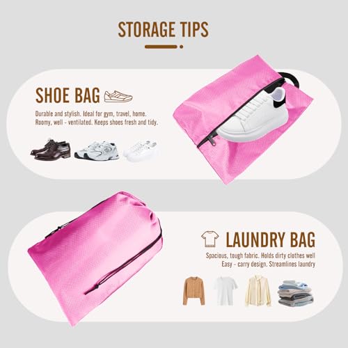 8 Set Compression Packing Cubes for Travel, Expandable Luggage Organizer with Shoe Bag & Laundry Bag - Lightweight Suitcase & Backpack Travel Essentials (Pink) - color: Pink