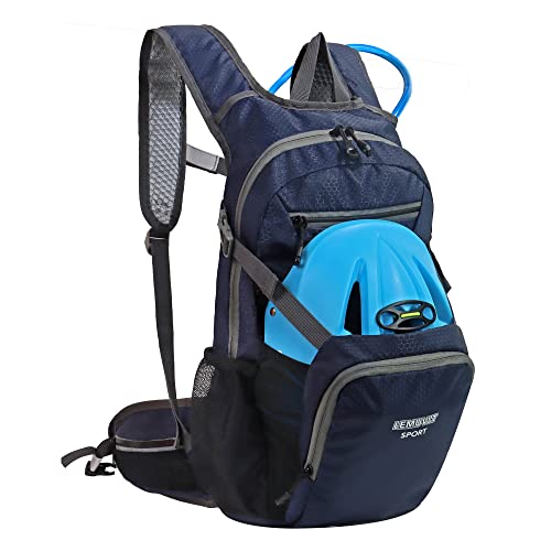 Hiking Daypack Waterproof Biking Backpack 15L Lightweight Durable Backpack for Ski Snowboarding Running MTB Cycling - color: Navy
