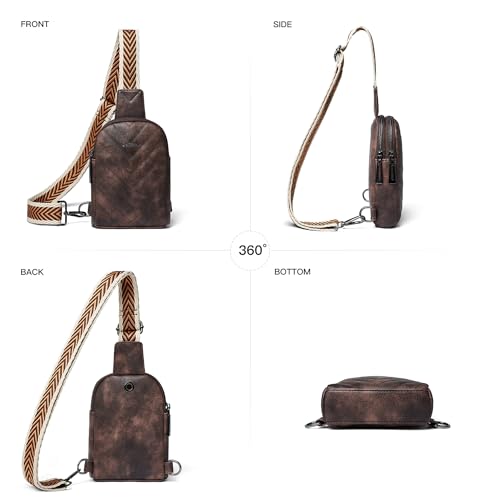 LATMAP 7L Sling Bag for Women Men Leather Small Sling Backpack Daypack Anti Theft Fanny Pack Crossbody Purse Travel - color: Small Size-coffee