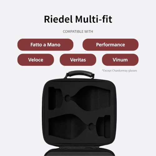 Woven Hardshell 2-Glass Wine Glass Case for Riedel (Glasses Not Included), Protective Stemware Carrier with Precision-Cut Multi-Fit EVA Foam for Travel and Storage - size: Riedel Multi-fit