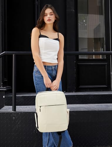 CLUCI Lightweight Travel Backpack Carry on Flight Approved, Puffy Gym Backpack with Shoe Compartment, Personal Item Travel Bag, 15.6 inch Laptop Backpack for Weekender Business - color: Soft White