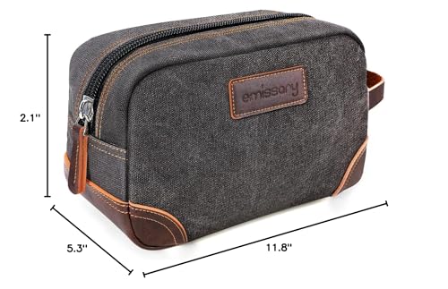 emissary Toiletry Bag for Men, Canvas Travel Toiletry Bag Men's Dopp Kit, Water-resistant Bathroom Bag Mens Shaving Kit, Travel Kit Small Bags, Shaving Bag, Toiletry Bags - color: Gray