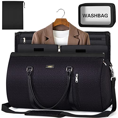 Garment Bag for Travel Convertible Carry On Garment Bag Large Travel Duffel Bags for Women 2 in 1 Hanging Suitcase Suit Travel Bags for Women & Men 3pcs Set - color: G-black Houndstooth