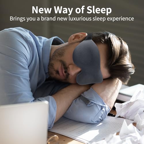 NEWVANGA Sleep Mask for Back and Side Sleeper, Block Out Light, Luxury Sleeping Eye Mask of 3D Night Blindfold, Zero Pressure Breathable Travel Eye Cover Grey - color: Grey