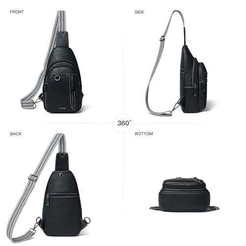 LATMAP 7L Sling Bag for Women Men Leather Small Sling Backpack Daypack Anti Theft Fanny Pack Crossbody Purse Travel - color: Regular Size-black