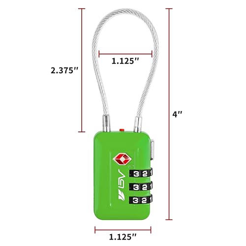 TSA Accepted Luggage Travel Lock, Set-Your-Own Combination Lock for School Gym Locker, Luggage Suitcase Baggage Locks, Filing Cabinets, Toolbox, Case(Green, 4 Pack) - color: Green, size: 4 Pack