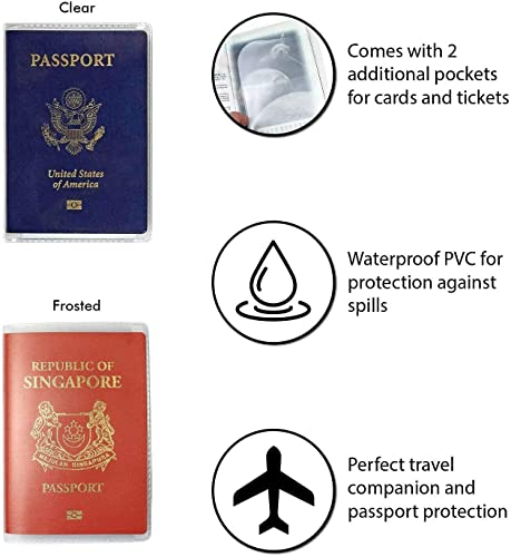 5 Pack Clear Transparent Passport Cover Holder Case Organizer ID Card Travel Protector PVC Material Waterproof (Clear x5) - color: Clear x 5
