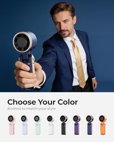 Portable Handheld Turbo Fan - 5 Gear High Speed 4000mAh Rechargeable Mini Personal Hand Fan Blow Cold Air, Battery Operated Travel Essentials, Beach Vacation, Gifts for Women, Men (Navy Blue) - color: Navy Blue