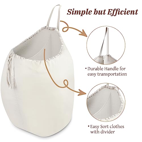 MCleanPin 87L Washable Laundry Bag with Handles, Travel Laundry Bag with Build in Divider, Beige with Divider - color: Beige with Divider