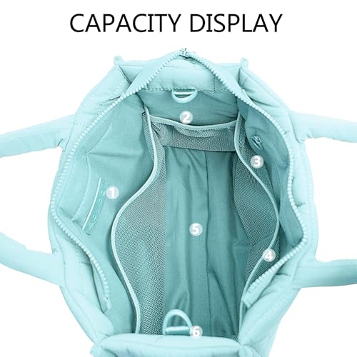 Quilted Crossbody Bags for Women,Puffer Weekender Overnight Bag,Purse Handbag Organizer,Small Tote Bags Shoulder Bag - color: Ice Blue