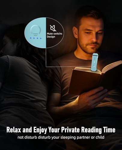 HIONXMGA Book Reading Light, Silent Touch Clip-on Book Lamp with 3 Amber Colors & 7 LEDs Precise Dimming for Eye Caring Night Reading, Kids - color: Blue