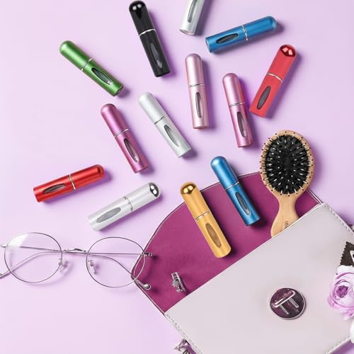 12 PCS Travel Refillable Perfume Atomizer Bottles,5ml Mini Portable Spray Bottles for Travel Accessories,Multicolor Perfume Containers