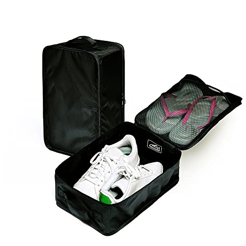Travel Shoe Bags, Foldable Waterproof Shoe Pouches Organizer-Double Layer (4 Black Shoe Bags) - color: Black, size: 4 Packs