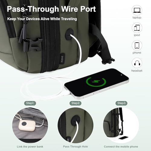 BAGOK Carry On Travel Backpack, 35L-40L Expandable Extra Large Airline Approved,Lightweight Daypack for Men and Women(Green) - color: Green, size: Large