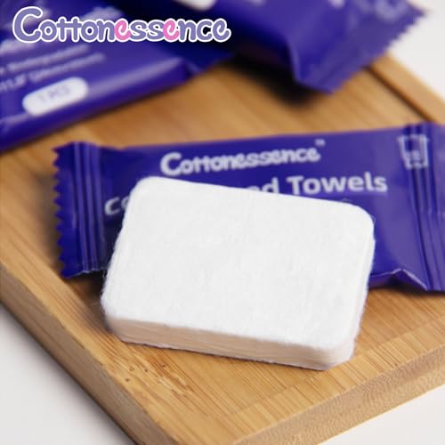 Cottonessence Premium Compressed Towels (50-Pack) - 9.4" x 11.8" Individually Wrapped Coin Tissues, Portable Towels for Travel, Hiking, Gym, Spa, Beauty Salon, Makeup, Baby Care, Outdoor Use - size: 50 Count (Pack of 1)