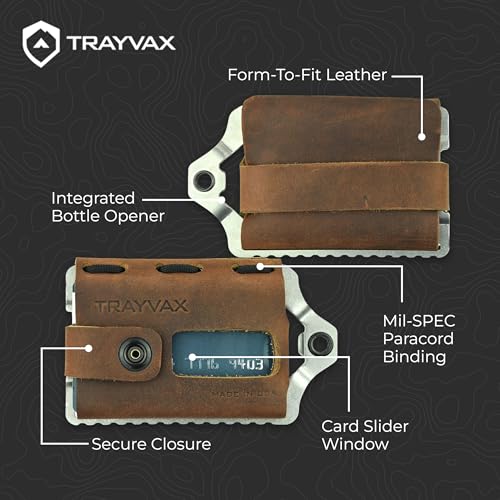 Trayvax Element Wallet, RFID Front Pocket Credit Card Holder with Money Clip, Minimalist Slim Leather Metal Wallet for Men and Women - color: Raw | Mississippi Mud