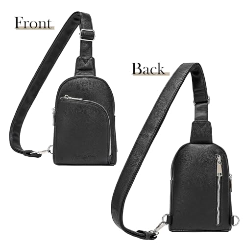 INICAT RFID Blocking Sling Bag, Anti Theft Crossbody Bag for Women Compact Travel Purses Leather - color: Black