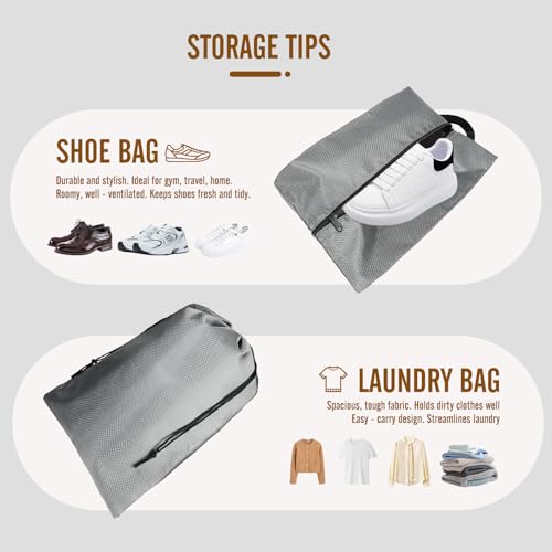 8 Set Compression Packing Cubes for Travel, Expandable Luggage Organizer with Shoe Bag & Laundry Bag - Lightweight Suitcase & Backpack Travel Essentials (Gray) - color: Gray