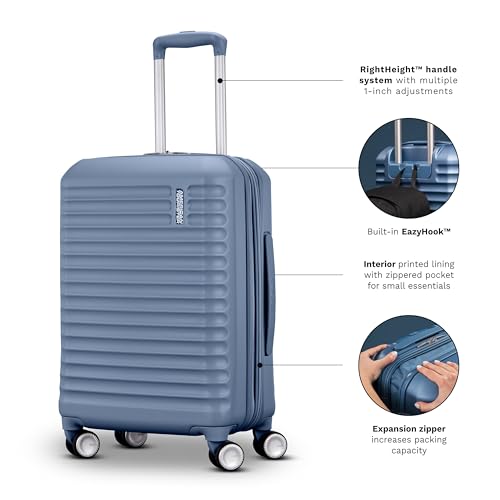 American Tourister Stratum 3.0 Medium 24-Inch Spinner, Airline Approved, Durable Hardside Luggage, Expands 1.5", RightHeight™ Adjustable Handle, Surrel Green - color: Surreal Green, size: Medium - Checked