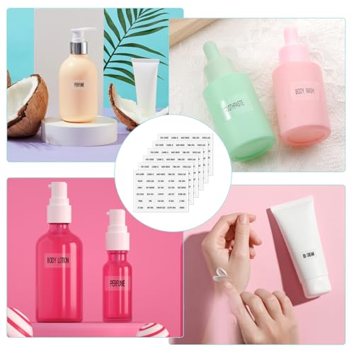 180pcs Waterproof Clear Labels for Travel Size Bottles, Cosmetic Jars, Bathroom Beauty Organization, Refillable Bottles Sticker for Lotion, Cream, Body Wash, Shampoo