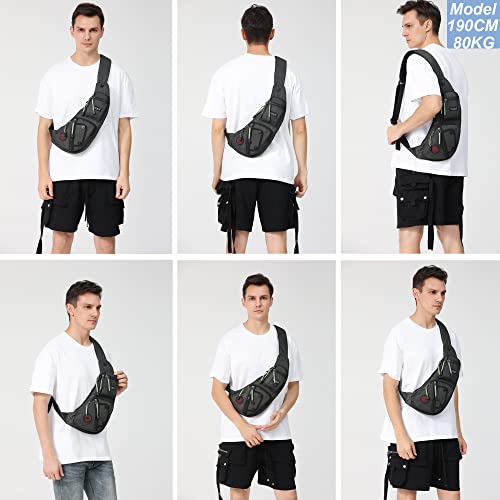 NICGID Sling Bag Chest Shoulder Backpack Crossbody Bags Casual Daypack for Men Women - color: Black