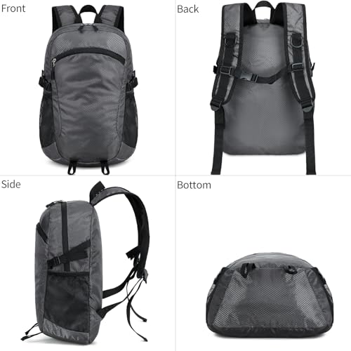 Small Hiking Backpack Travel Lightweight Hiking Packable Daypack Water-Resistant Foldable Backpacks 15L for Travel Women Men Camping (Grey) - color: Grey, size: 15L