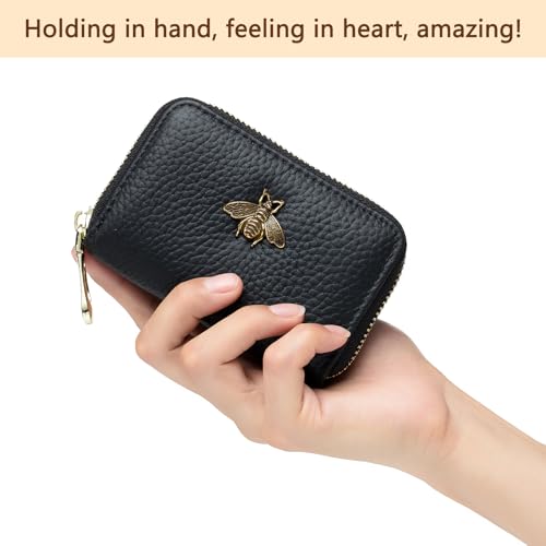 imeetu RFID Credit Card Holder, Small Leather Zipper Card Case Wallet for Women - color: Lite - Fuchsia, size: Lite