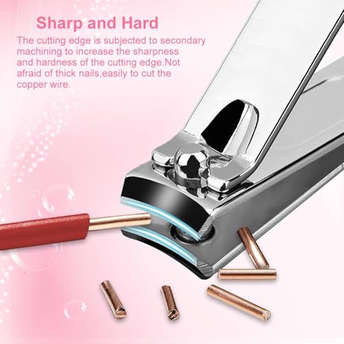 Yougai Manicure Set Professional Nail Clippers Set, 18Pcs Manicure Kit Stainless Steel Nail Kit for Women, Pedicure Set Nail Grooming Kit with Travel Case - color: Pink