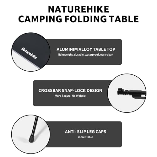Naturehike YL01 Portable Camping Table, Lightweight Folding Backpacking Table for Hiking, Tailgating, Picnics, Beach, Travel