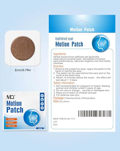 MQ Motion Sickness Patch,50 Count,Non Drowsy Sea Sickness Patches Behind Ear for Cruise Ship Travel, Waterproof Car Sick Patches Fast Acting & Long Last 72H - size: 50 Count (Pack of 2)