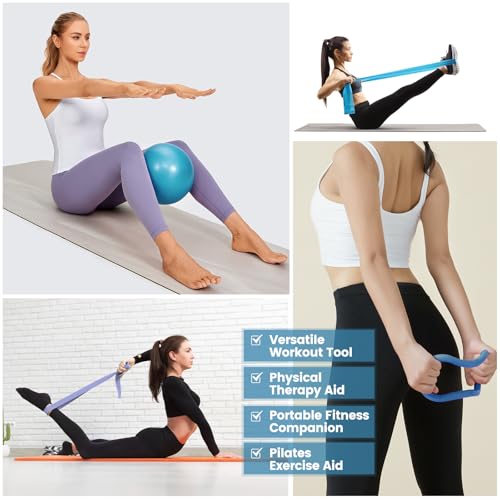 Pilates Kit for Women 13PCS, Pilates Ring and Ball Set with Magic Circle, Resistance Bands Set, Figure 8 Band, Yoga Ring & Grip Socks, Home Workout Equipment Essentials Starter Kit for Beginners - color: Blue