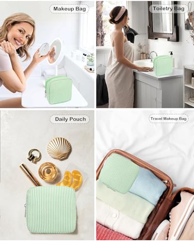 Small Makeup Bag, Mini Makeup Pouches for Purse Cute Cosmetics Bag Pouch with Slip-in Pockets Small Travel Toiletry Bag Makeup Storage Bag Lipstick Organizer Purse Essentials - color: 0-Mini Green