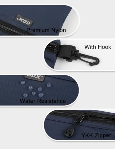 GOX Travel Toiletry Bag Carry On Zipper Pouch Cosmetic Kit Makeup Digital Bag Water Resistant Nylon (Navy Blue) - color: Navy Blue