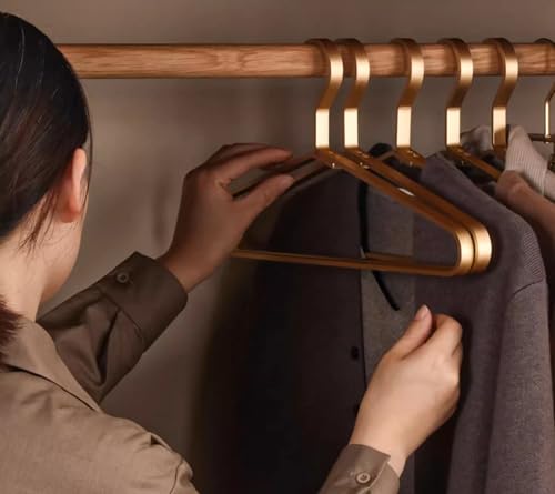 Premium Matte Gold Aluminum Coat Hangers 90 Piece Set, 16.5” Extra Smooth & Durable Metal Shirt Dress Hanger,Aluminum Alloy Hanger,Clothing Support,Clothing Hang - style: Golden Thick Hanger(90)